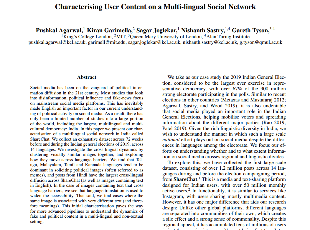 ICWSM paper accepted: political information diffusion in a Multi-lingual Social Network
